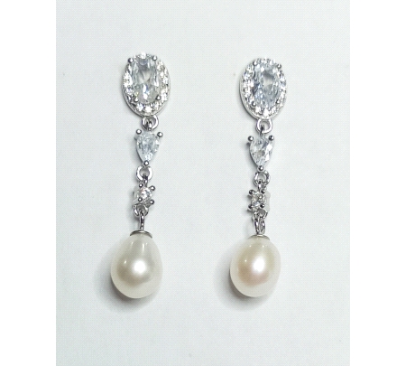 PENDIENTES  PLATA CIRCONITAS Y PERLAS
