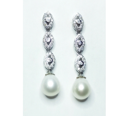 PENDIENTES  PLATA CIRCONITAS Y PERLAS