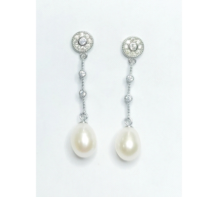 PENDIENTES PLATA CIRCONITAS Y PERLAS