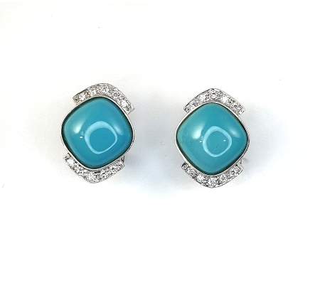 PENDIENTES ORO TURQUESA Y CIRCONITAS