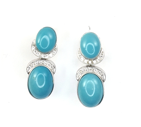 PENDIENTE ORO CIRCONITA Y TURQUESA