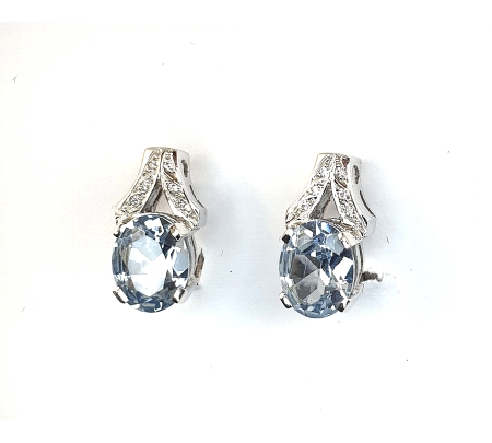 PENDIENTES ORO BLANCO AGUA MARINA