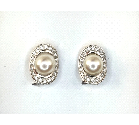 ORO PENDIENTES PEDRERIA PERLA Y CIRCONIT