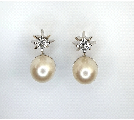 PENDIENTES ORO CIRCONITA Y PERLAS TU Y YO                                                           