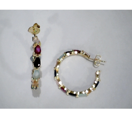 PENDIENTES PLATA ARO CIRCONITAS COLOR