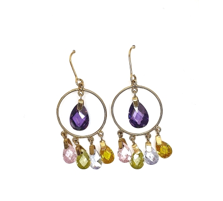 PENDIENTES ORO CON CUARZOS FACETADOS