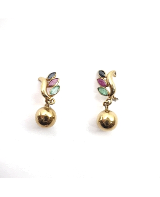 PENDIENTES ORO ZAFIRO RUBI Y ESMERALDA                                                              