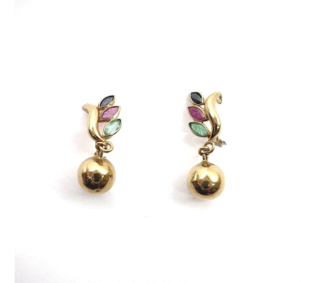 PENDIENTES ORO ZAFIRO RUBI Y ESMERALDA