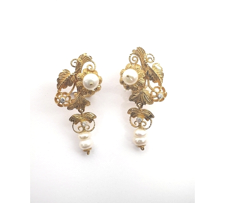 PENDIENTE ORO POLCA PERLAS