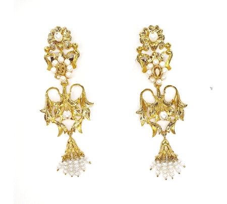 PENDIENTES ORO PERLA FALLERA                                                                        