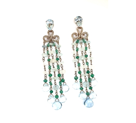 PENDIENTES PLATA AGUA MARINA TOPACIOS