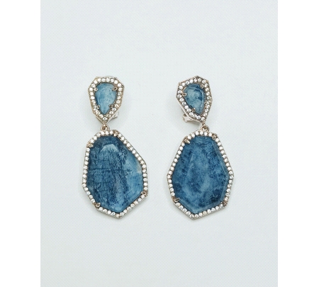 PENDIENTES PLATA Y AZURITA