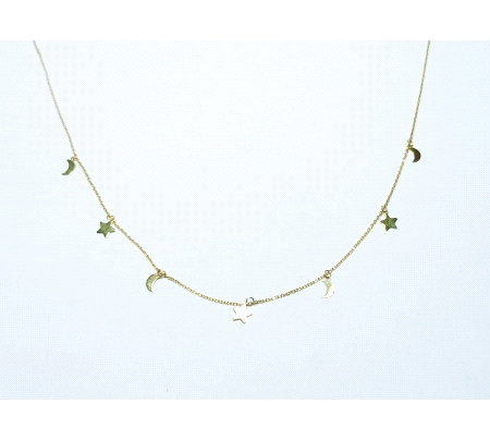 GARGANTILLA ORO ESTRELLAS Y LUNAS