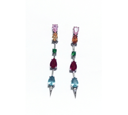 PENDIENTES PLATA CIRCONITA MULTICOLOR