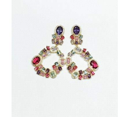 PENDIENTES PLATA CIRCONITA COLOR