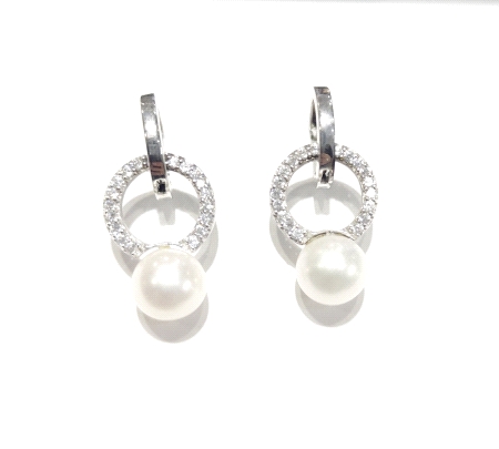 PENDIENTES ORO CIRCONITAS Y PERLA