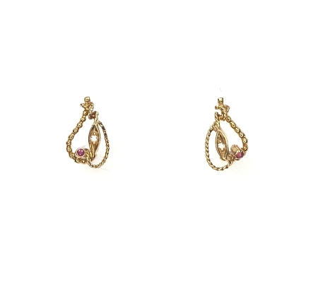 PENDIENTES DIAMANTE RUBI