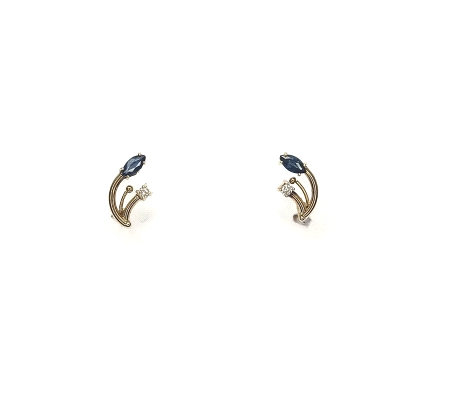 PENDIENTES ORO DIAMANTES Y ZAFIROS