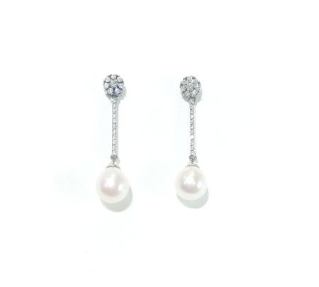 PENDIENTES ORO CIRCONITA Y PERLA