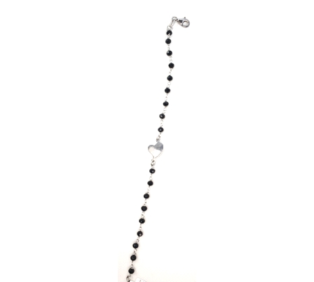 PULSERA PLATA CON ONIX Y CORAZON