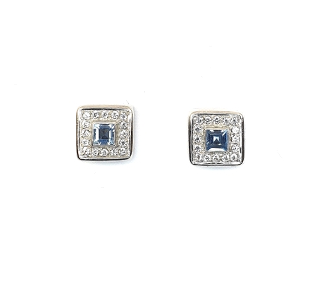 PENDIENTES ORO BLANCO Y AGUA MARINA