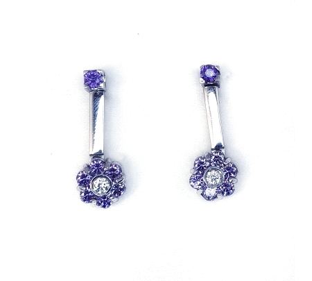 PENDIENTES ORO BLANCO AMATISTAS Y CIRCONITAS